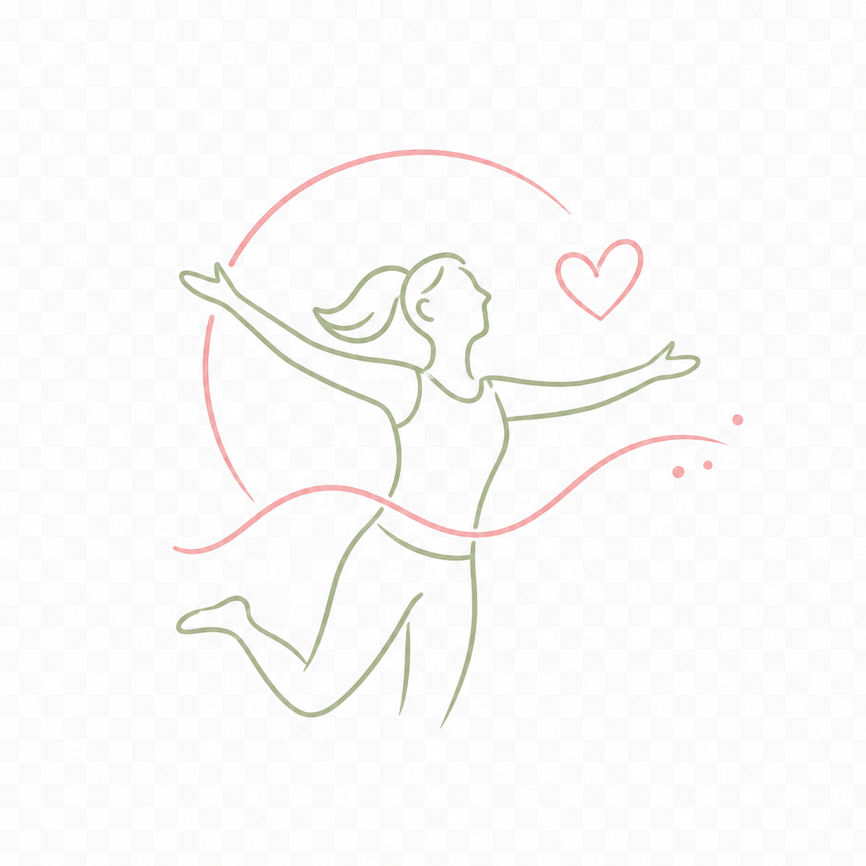 Minimalistisches Line-Art-Icon einer sich frei bewegenden Person als Symbol für Freude an Bewegung, Leichtigkeit und neues Körpervertrauen.