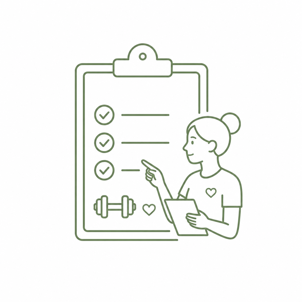 Persönlicher Trainingsplan mit Trainerin als Symbol für einen individuell erstellten Trainingsplan.